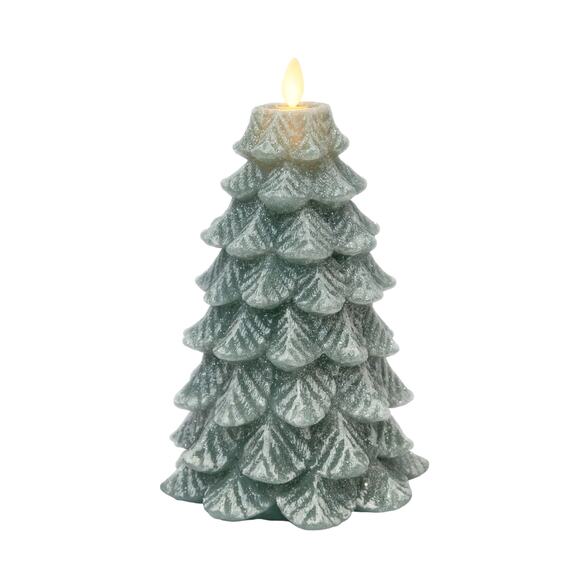 Luminara Flameless Glitter Christmas Tree LED Candle With Timer Iceberg Green - Picture 12 of 16